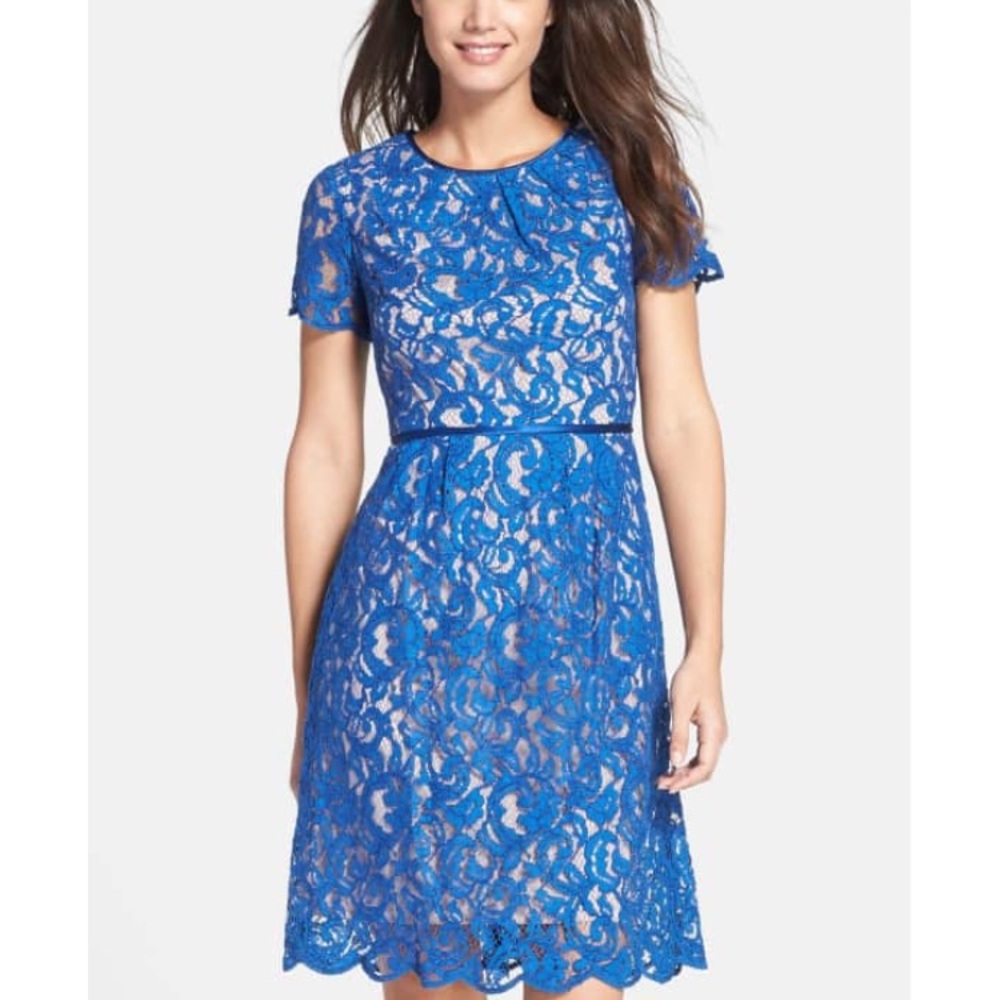 Royal blue lace cocktail dress
